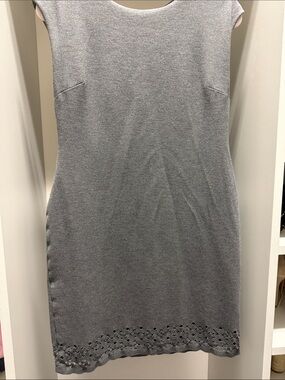 Banana Republic Gray Midi Dress with Eyelet Hem